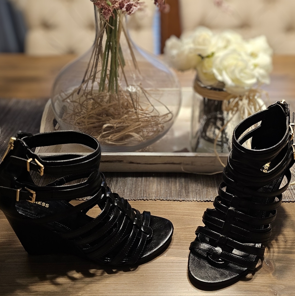 Express Gladiator Strappy Wedge Heels / Sandals - Picture 2 of 16